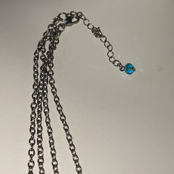 Cobalt & Sky Blue Crystals Double Strand Layer Beaded Women’s Necklace - Picture 6 of 9